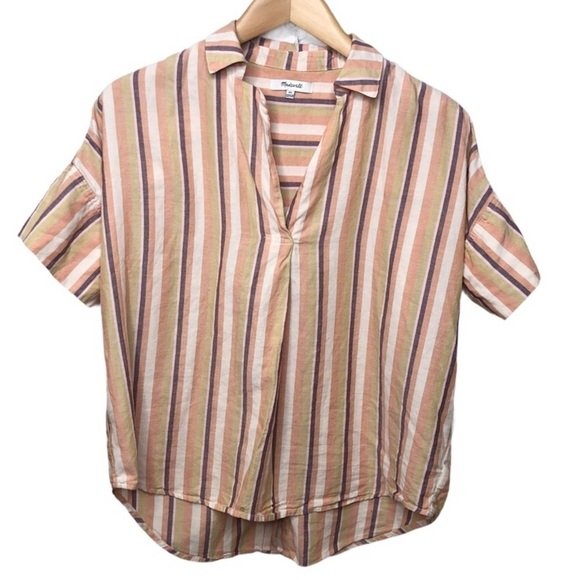 Madewell Courier Rainbow Stripe Button Back Shirt Size XS Style AL977 - Picture 3 of 7